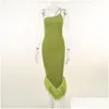 Temel gündelik elbiseler Örme Tek-Shoder Boyun Mizaç Elbisesi Kadın 2023 Bahar Avrupa ve Amerika Birleşik Devletleri Kadın Y İnce Uzun Damla Dhajd