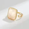 Cluster Ringe Geometrische Quadratische Muschel Silber Offen Für Frauen Damen Vergoldung Ring Trendy Anillos Party Geschenke Edlen Schmuck Zubehör