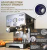 Máquina de café semiautomática crm3605, máquina de café expresso, copo duplo, funil, cafeteira com cilindro de flor de tração, manual em inglês