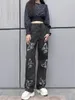 Jeans pour femmes Harajuku imprimé papillon Vintage esthétique Baggy pantalon droit Grunge tenues décontractées pantalon Streetwear Y2k 2023