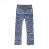 Jeans de luxe de créateurs High Street Marque de mode RO Wind Saber Cut Fleece Blue Jeans décontractés