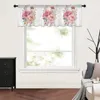 Curtain Peony Flower Leaves Short Tulle Kitchen Cabinet Curtains Living Room Bedroom For Home Decor