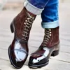 Botas Curtas Masculinas Marrom Bullock Flock Lace-up Dedo Quadrado Feito à Mão Sapatos de Tornozelo de Negócios para Homens com Frete Grátis Zapatos Hombre Para Meninos Sapatos de Festa