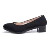 Dress Shoes Autumn Women's Pumps 2023 Fashion Shallow Low Heel Single Black Velvet Office Lady Daily Soft Sole Slip-on Heels