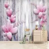 Fonds d'écran Creative Wall Art Décoration Papier peint 3D Fleur rose Ligne abstraite Po Mural Papier Chambre Salon TV Toile de fond Décor à la maison