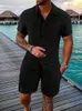 Fatos masculinos 2023 moda verão estilo casual cor sólida listra terno masculino de alta qualidade conjunto de duas peças tamanho dos EUA