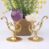 Decorative Plates 1Pcs Metal Ornament Luxury Home Decoration Sphere Stand Crystal Ball Base Display Rack Glass