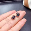 Stud Earrings Classic Craftsmanship Silver Inlaid Natural Blue Topaz Flower Simple Oval Elegant Noble Charm Ladies Jewelry