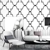 Wallpapers Black White Square Checkered 3D Wall Paper Salon Shop Clothing Store Restaurant Checkout Ktv Background Plaid Wallpaper Modern