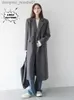 Mezclas de lana para mujer Versión coreana Gabardina gris Gabardina estilo traje extendido para mujer en otoño e invierno 2022 Nuevo abrigo vintage británico L230920