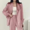 Femmes Deux Pièces Pantalons Femmes Mode Bureau Costume Haut et Pantalon Lâche Simple Boutonnage Femme Pantalon Rose Blazers Manteaux Élégant Vêtements De Fête Vêtements D'extérieur 230920