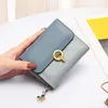 Carteiras Mini Carteira Curta para Mulheres Simples Coin Purse Zipper Hasp 3 Dobra Sólida Saco De Cartão De Couro Feminino Cor Bolsa