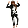 Theme Costume Halloween Carnival Outfit Family Costume Bone Skeleton Jumpsuit Cosplay Zipper Hooded Romper For Adult Kids Women Men Boy Girls 230920