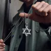 Naszyjniki wiszące gwiazda Kpop David Israel łańcuch dla mężczyzn kobiety Judaica srebrny kolor hip hop Long Jewish Jewelry Boys Prezent332d