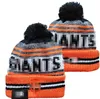 Giants Berretto Berretto San Francisco Lana Caldo Cappello lavorato a maglia Hockey Squadra nordamericana Strisce Linea laterale USA College Cappelli con pon pon Uomo Donna