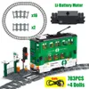 Carro elétrico RC Trem Técnico Cidade Metro Elétrico Modelo Elétrico Bateria de Lítio Recarregável Motor Blocos de Construção Brinquedos para Menino Presente 230920