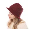 Flower Top Hat for Women Girls Knitted Winter Thickened Warm Caps Brim Hats Beanie Bucket Hat Fashion Accessories