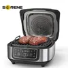 COSORI Parrilla eléctrica sin humo para interiores Smart XL Air Fryer Combo, 8 en 1, 6QT, 100 recetas, asar, asar, hornear, crujiente