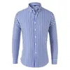 Koszule mężczyzn Plus Rozmiar 5xl M Koreańskie koszule w paski z długim rękawem Mężczyźni Ubranie 2023 Prosta Slim Fit Business Casual Office Bluzja Homme 230920