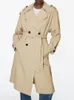 Dames Trenchcoats TRAF Jas Herfst Vrouwen 2023 Chic Rechte Revers Lange Jas Mode Straat Elegante Riem Jeugd 230920