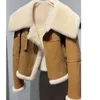 Women s Jackets Fashion khaki short Jacket Winter Warm Suede Fake Fur Lining Women Coat 2023 Korean Thick Female Overcoat 230920