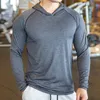 Män s hoodies tröjor Kambjacka långärmad t skjortor som kör träningskläder snabb torr andas sport t -shirt för män 230920