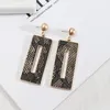 Boucles d'oreilles pendantes géométriques épaisses rectangulaires en cuir brillant d'ormeau pour femmes, vente en gros