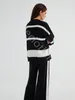 Fall Outfits minimalism randtröja tre stycken byxor väst stickad cardigan set
