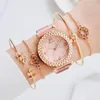 Armbanduhren 5 stücke Frauen Uhr Set Rose Gold Kleid Quarz Armband Damen Sport Armbanduhr Uhr Geschenk Relogio Feminino