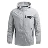 Men's Jackets Custom Your Logo Casual Solid Zipper Outerwear Hooded Windproof Coats Streetwear Loose Hiking Army Tactical Jacket Male