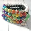 MG0428 NY DESIGN 7 CHAKRA WRIST MALA SKYDD ABRANGE Fashion Yoga Armband för kvinnor Buddha Lava Howlite Regalite Armband262J