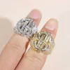 Band Rings Luxury Designer Finger Ring High Quality Paled Full CZ Stone Gold Silver Color Punk Styles Hip Hop Jewelry X0920