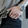 Bagues de bande 2023 Ins Light Luxury Ciment Gris Crack Set Bague Couple Niche Design Titane Acier Vieux Charme Bijoux x0920