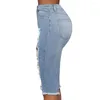 Jeans da donna 2023 pantaloncini di jeans morbidi blu da donna elasticizzati estivi leggeri Jean tasche corte femminili con foro di lavaggio