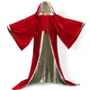 Velvet Hooded long sleeves Cloak Wicca Robe Renaissance Medieval Witchcraft Larp174p