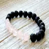 Rose Quartz Lava Yoga Bracelet Healing Crystals Wrist Mala Beads Chakra Jewelry Natural Stone Womens Yoga Bracelet249Z