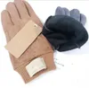 Ветрозащитные кожаные перчатки для женщин, сенсорный экран, кроличий мех, рот, зимнее сохранение тепла, стиль ветра