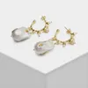 Dangle Earrings JBJD Baroque Pearl 2 Colors Gold Foil Design Fashion For Women Drop Earring