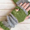 Cinq doigts gants mignon broderie oiseaux coton gant sans doigts pour femmes tricoté bloc épissure mitaine s filles sans 230919