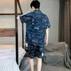 Mannen Nachtkleding Zomer Heren Pyjama Pyjama Set Nachtkleding Grote L 5XL 6XL Shirts Shorts Pyjama Homewear