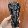 Estatuetas decorativas artesanato natural, ângulos de obsidiana preta, escultura em cristal, cristais e pedras, cura para decoração de casa, quarto