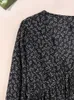 Женские блузки, рубашки Finjani, Ditsy, цветочный принт, блузка с узлом спереди, женская блузка размера плюс, женская футболка с v-образным вырезом и баской, длинными рукавами 230920