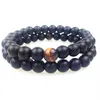 SN0348 nouveau Design 8mm onyx noir mat avec un oeil de tigre perle Bracelet hommes pierre perle Bracelets246e