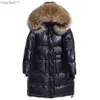 Kvinnor Down Parkas Maomaokong 2022 Kvinnor Vinter Black Loft Long Down Jacket Real Fox Päls krage Huvmode Vattentät kvinna Extra stor kappa L230920