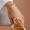 Bangle Ins Butterfly Pendant Link Chain Ring Connected Bracelets Gold Color Metal Finger Hand Harness Fashion Jewelry 230920
