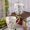 Mugs 450ml Bone China Flower Coffee Mug Tea Cup Suitable For Making Cold Drinks Home And Office Gift Women