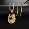 Sautoirs en forme de fer à cheval en forme d'or tête de cheval mode glace zircone pendentif animal collier hommes et femmes cadeaux 230920