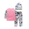 Set di abbigliamento Neonati T-shirt a maniche lunghe per bambini Pantaloni Cappello 3 pezzi Ragazzi Ragazze Primavera e autunno 0-3 anni