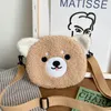 Autumn and Winter Cute New Lamb Doll Women's Shoulder Bag Fashionable Cartoon Bear Cresatile Western Style Crossbody Small Round Bag Student Phone Bag