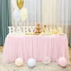 Spódnica stołowa 9 stóp różowy tiul na urodziny ślubne Tutu Tutu Skirting Baby Shower Płeć Odsłaniaj deser w formie bufetu dekoracja